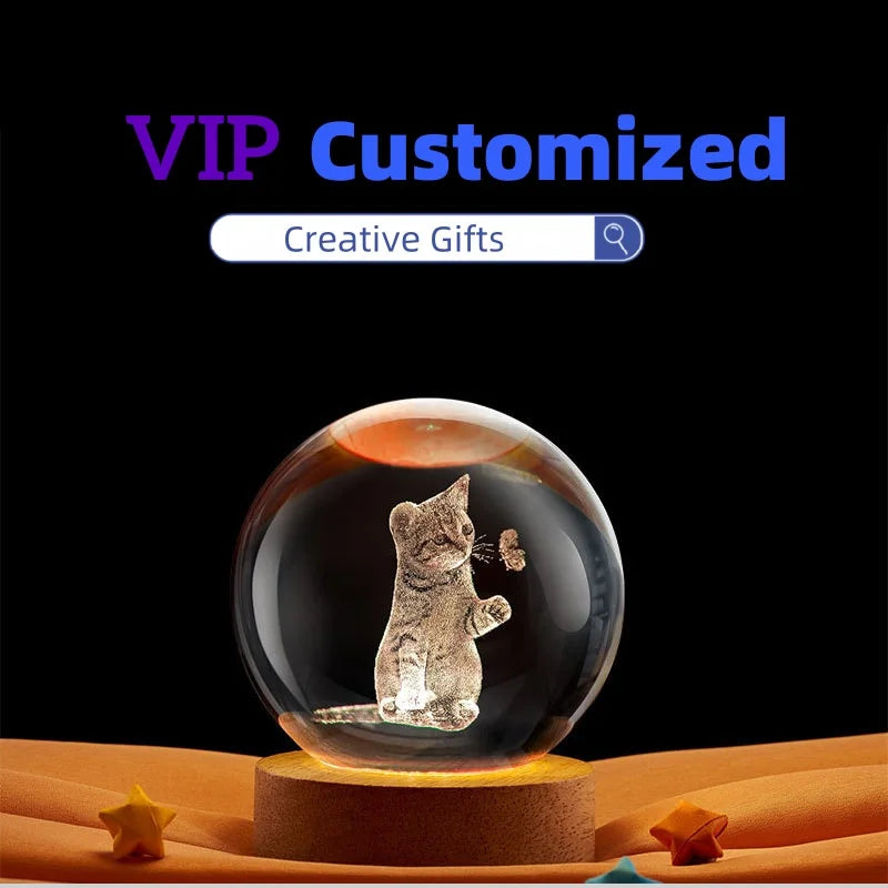 VIP - Customized CRYSTAL wooden base Lights-6cm warm white